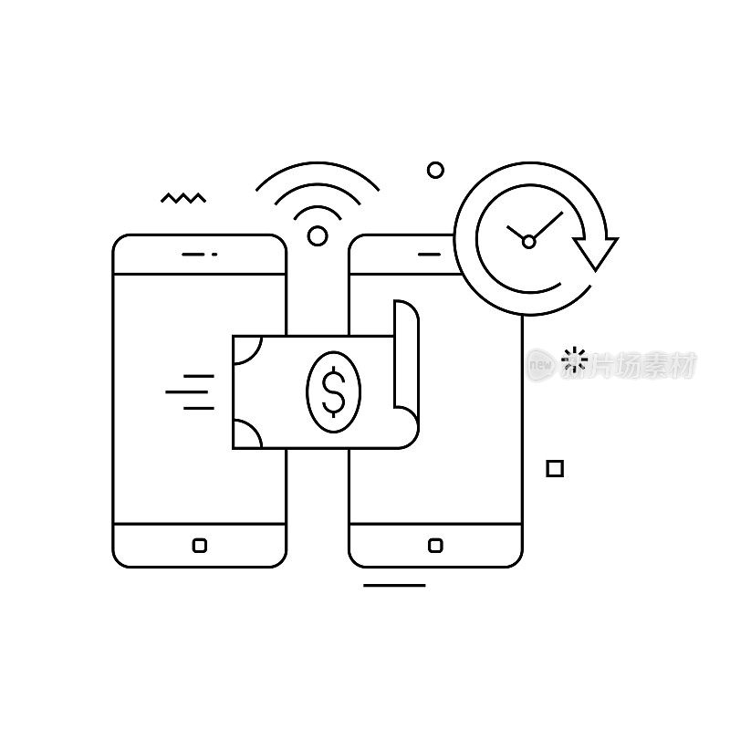 移动货币转移相关概念矢量图。互联网,在线,24/7,支付,汇款。